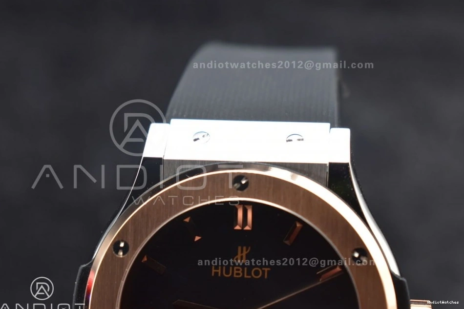 Dial HBF Black 45mm A Black Edition 588 Fusion RG Strap 1:1 on Bold Gummy Best 0414